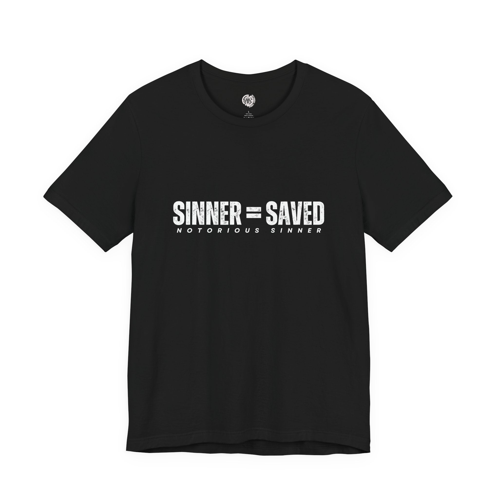 Sinner = Saved T‑Shirt — Notorious Sinner Christian Faith Tee