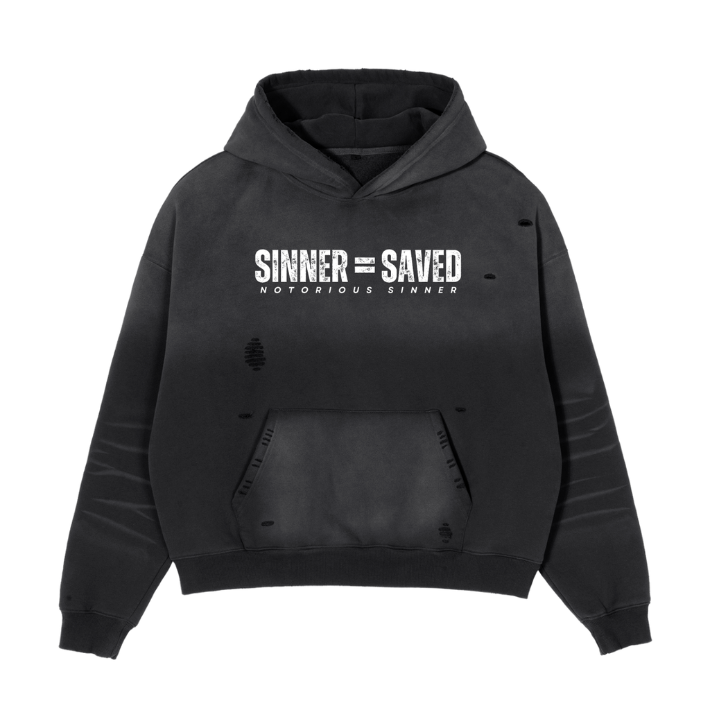 SINNER = SAVED™ – Frayed Sunfade Boxy Fleece Hoodie